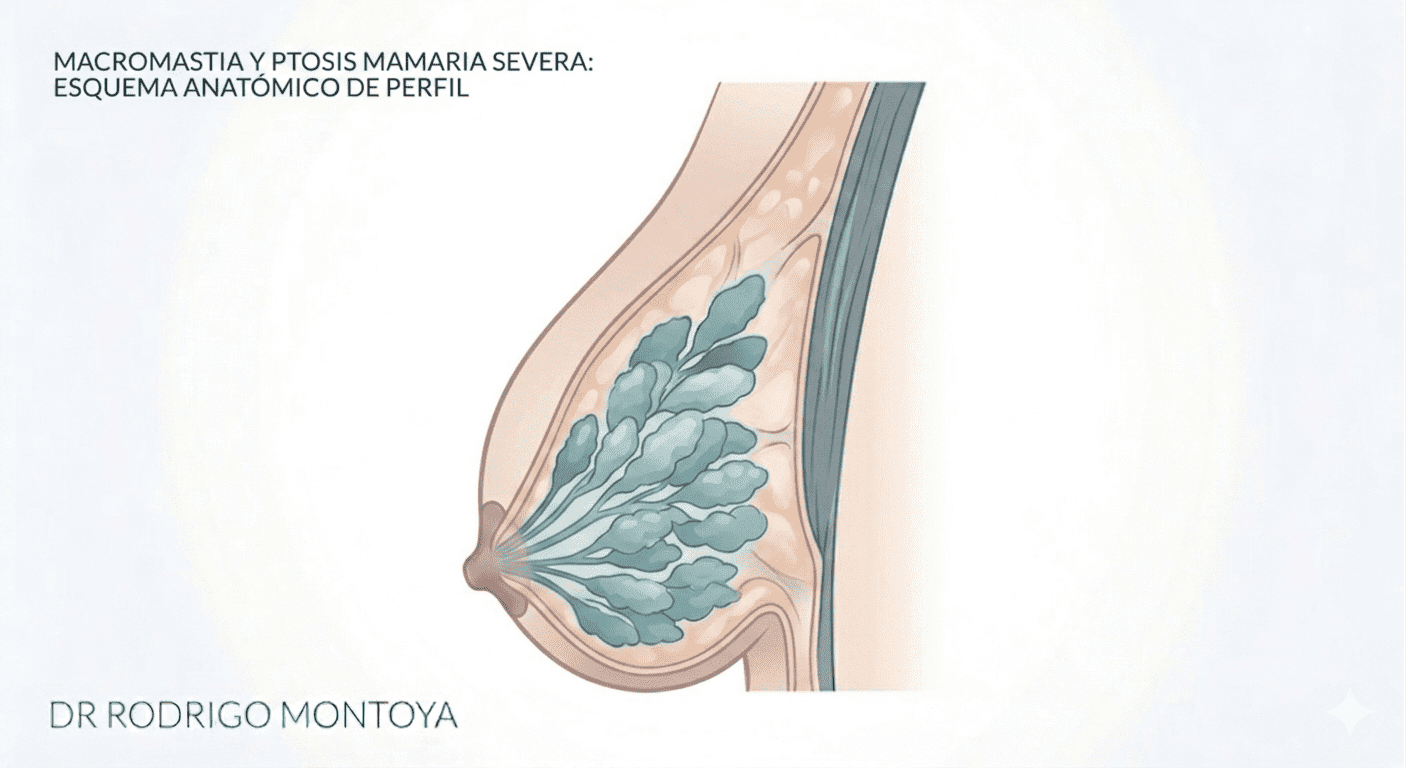 Reducción mamaria con pexia incluida: reducción de volumen y levantamiento del seno en un mismo procedimiento.